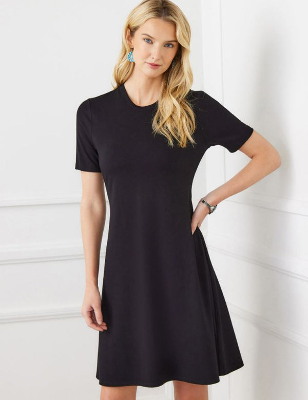 Karen Kane Short Sleeve A-Line Dress Black