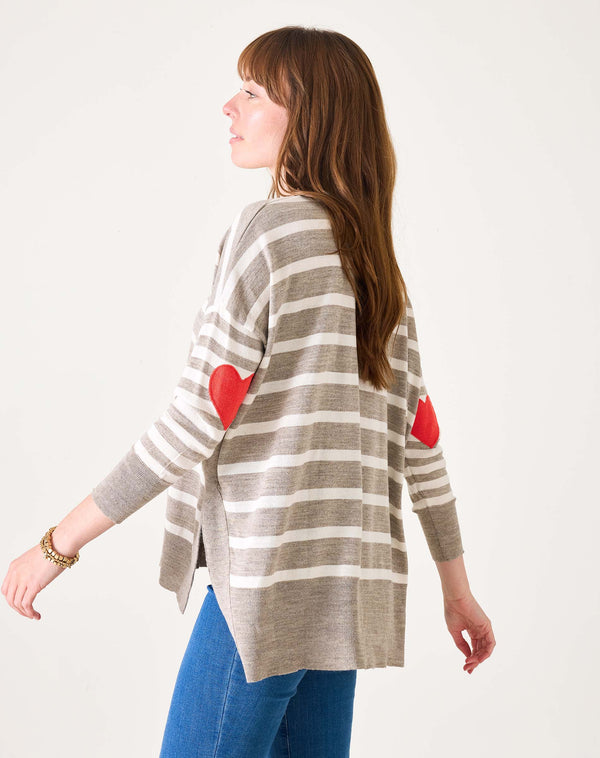 Mersea The Amour Sweater With Heart Patch- Driftwood Stripe