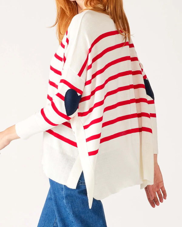 Mersea The Amour Sweater With Heart Patch- Stripe Red