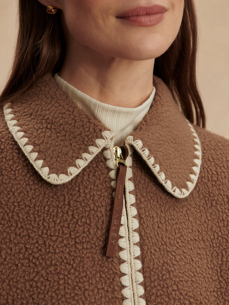 Varley Ruiko Zip Through Fleece Jacket Cocoa Dust