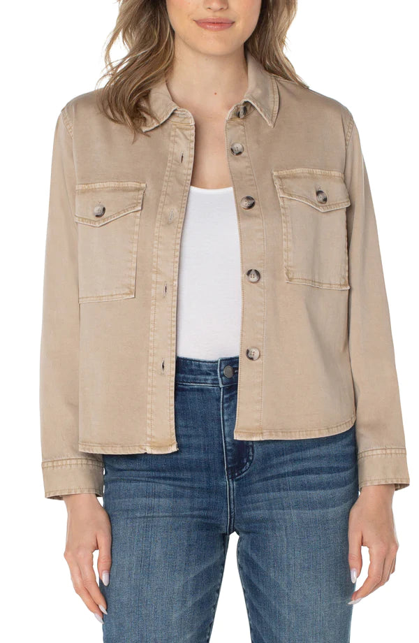 Liverpool Cropped Shirt Jacket Biscuit Tan