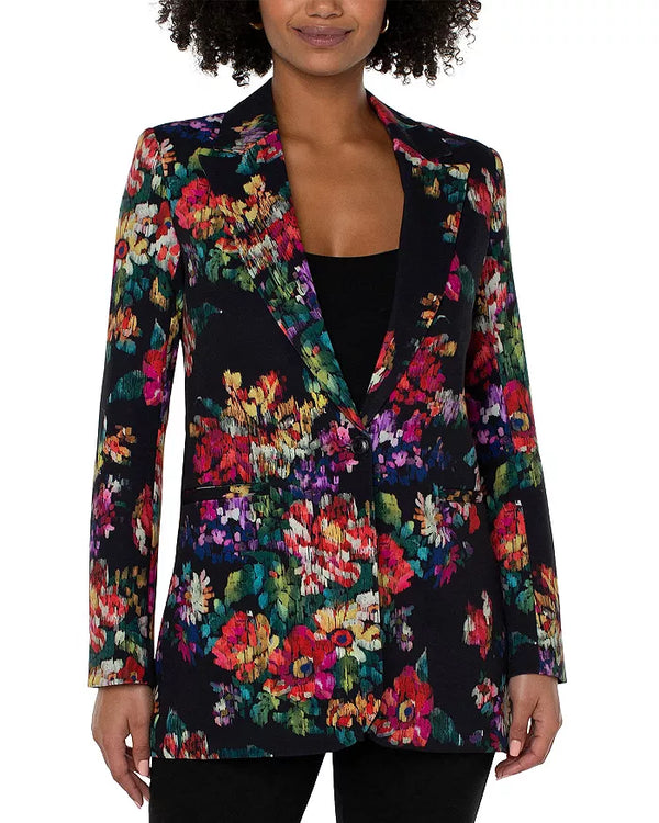 Liverpool Boyfriend Button Front Blazer Bouquet Floral Print