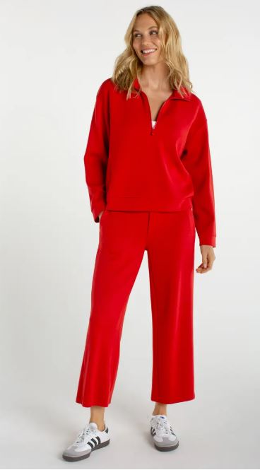 Liverpool Cloud 9 Crop Pull On Wide Leg Pant Red Brick