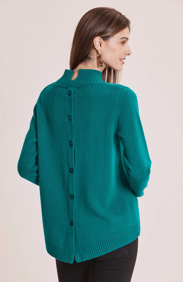 Tyler Boe Button Back Cashmere Sweater Deep Verde