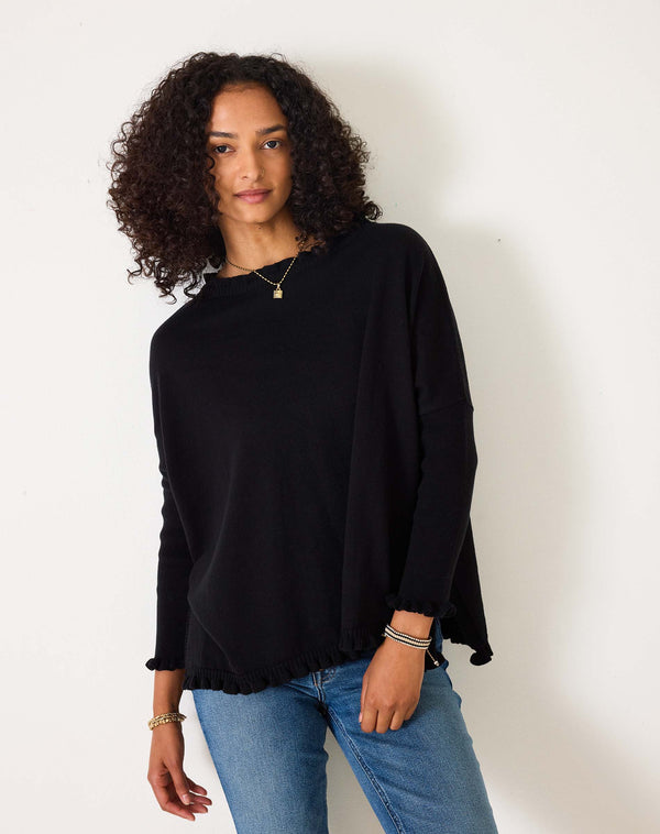 Mersea Catalina Cotton Ruffle Sweater Black
