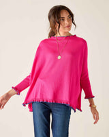 Mersea Catalina Cotton Ruffle Sweater Lipstick/Periwinkle