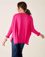 Mersea Catalina Cotton Ruffle Sweater Lipstick/Periwinkle