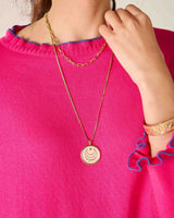 Mersea Catalina Cotton Ruffle Sweater Lipstick/Periwinkle