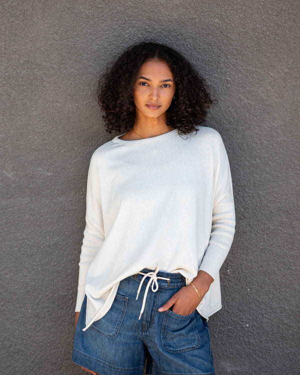 Mersea Catalina Cotton Crewneck Sweater Warm White