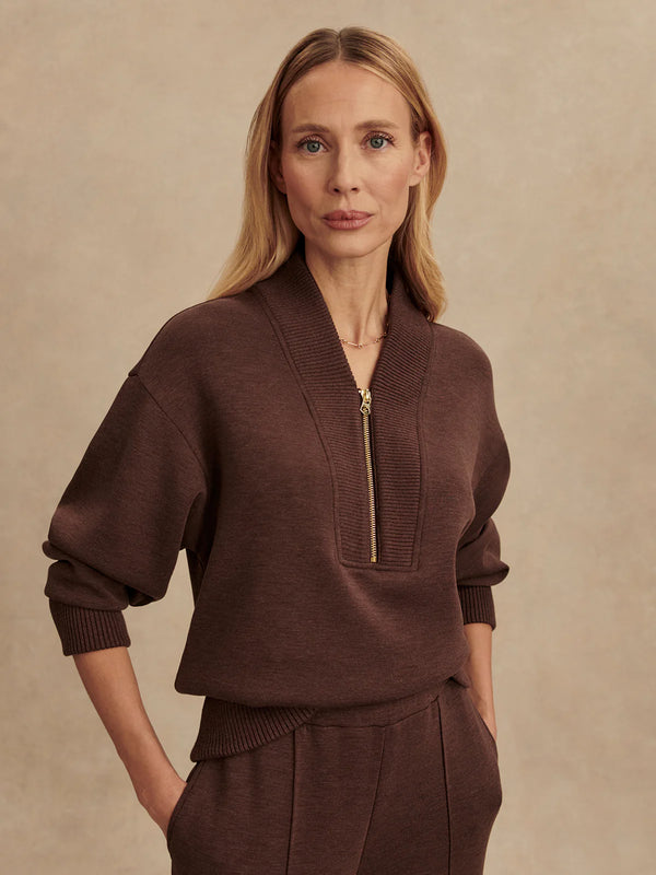 Varley Davidson Sally Half-Zip Sweatshirt Coffee Bean Marl