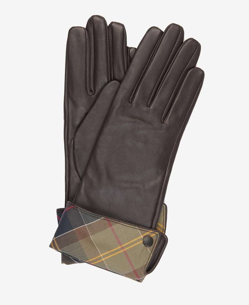 Barbour Lady Jane Leather Gloves Chocolate/Classic