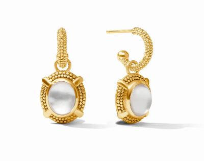 Julie Vos Cabochon Hoop & Charm Earring Iridescent Clear Crystal