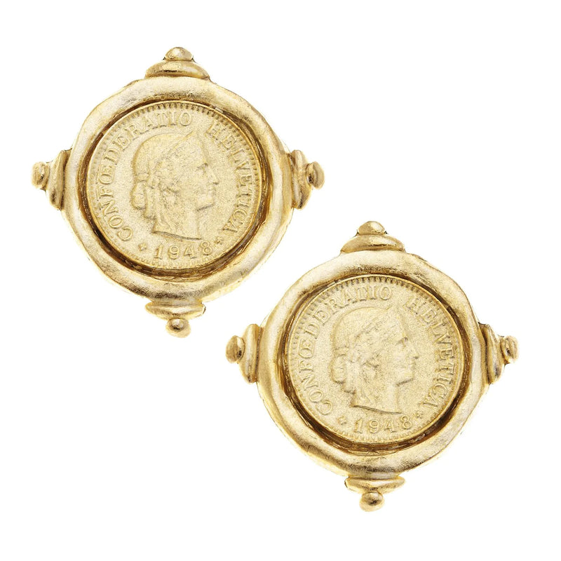 Susan Shaw Coin Studs Gold