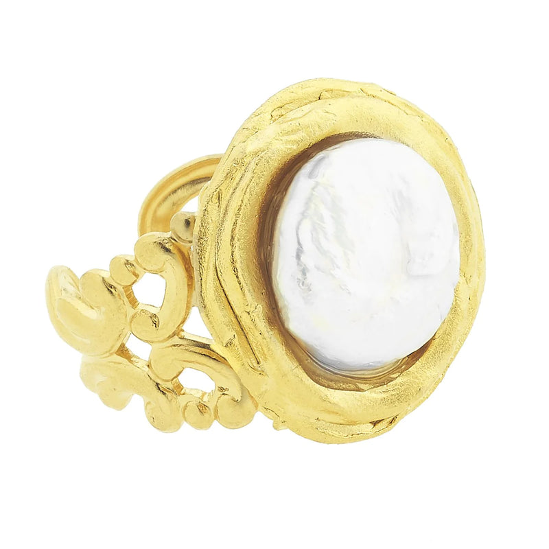 Susan Shaw Coin Pearl Cab Ring