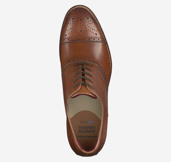 Johnston & Murphy Conrad 2.0 Cap Toe Shoe Tan Full Grain