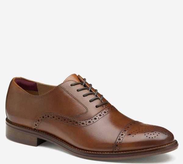 Johnston & Murphy Conrad 2.0 Cap Toe Shoe Tan Full Grain