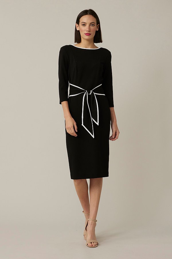Joseph Ribkoff Contrast Trim Dress Style 221210 Black/Off-White