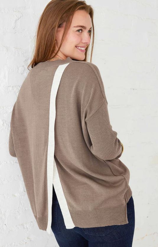 Mersea Coronado Split Back Sweater Hazelnut/Seasalt
