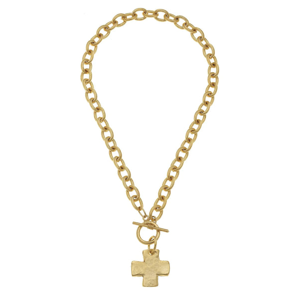 Susan Shaw Cross Toggle Necklace Gold