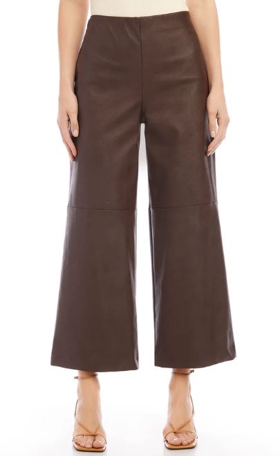 Karen Kane Cropped Vegan Leather Pants Brown