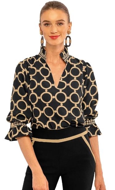 Gretchen Scott Ruffneck Tunic - Dip & Dot Black