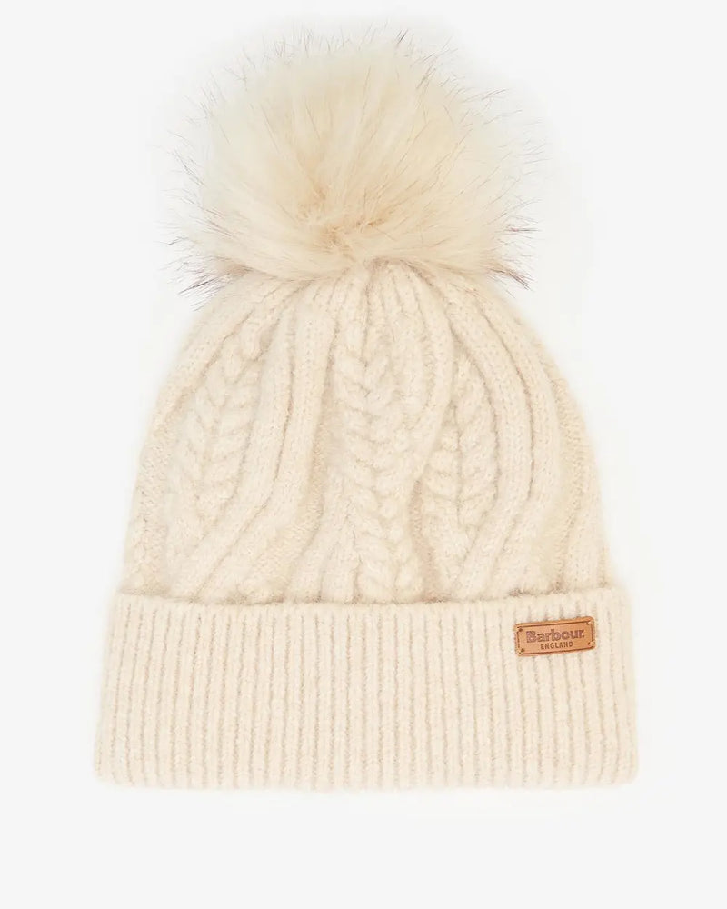 Barbour Elsdon Cable-Knit Beanie Eggshell