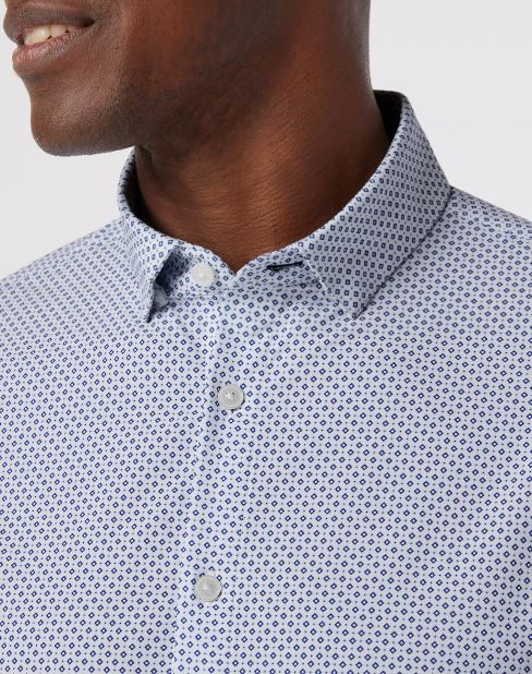 Mizzen+Main Leeward No-Tuck Dress Shirt Coastal Fjord Diamond Mosaic