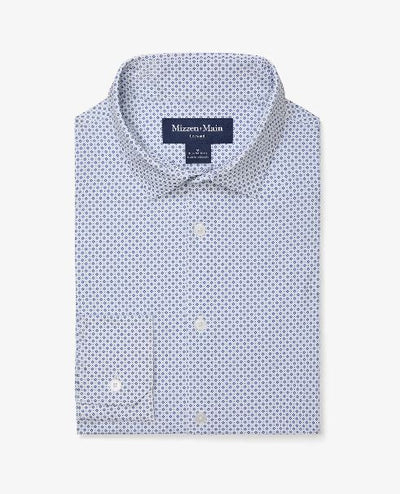 tuckless dress shirts Leeward | Men's Performance Dress Shirt | White Plus Print | Lightweight | Wrinkle-Free | Moisture Wicking