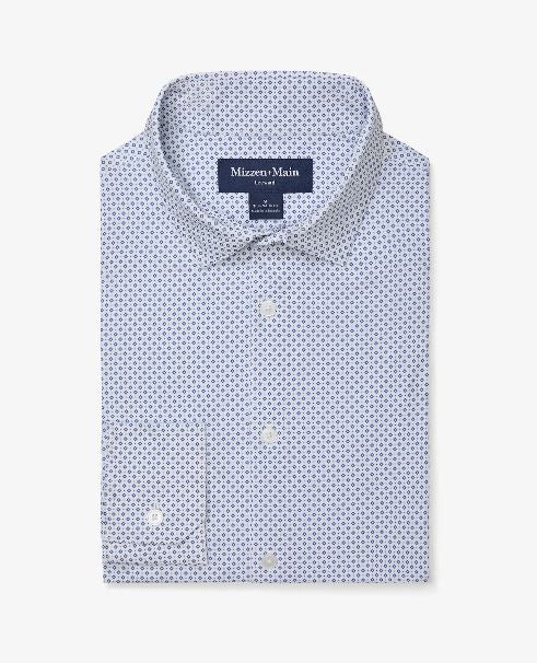Mizzen+Main Leeward No-Tuck Dress Shirt Coastal Fjord Diamond Mosaic