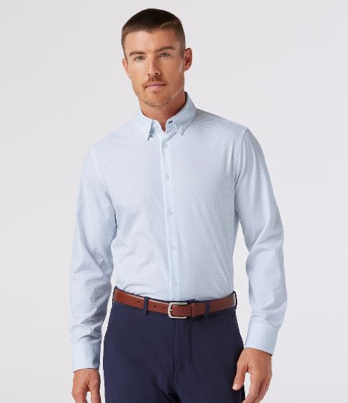 Mizzen+Main Leeward Dress Shirt in White Double Diamond