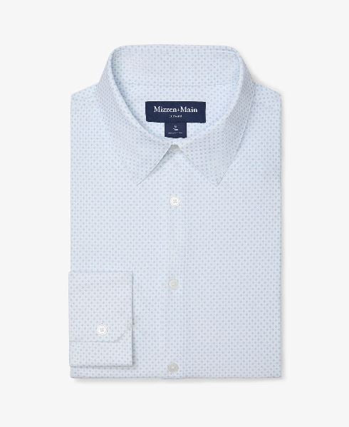 Mizzen+Main Leeward Dress Shirt in White Double Diamond