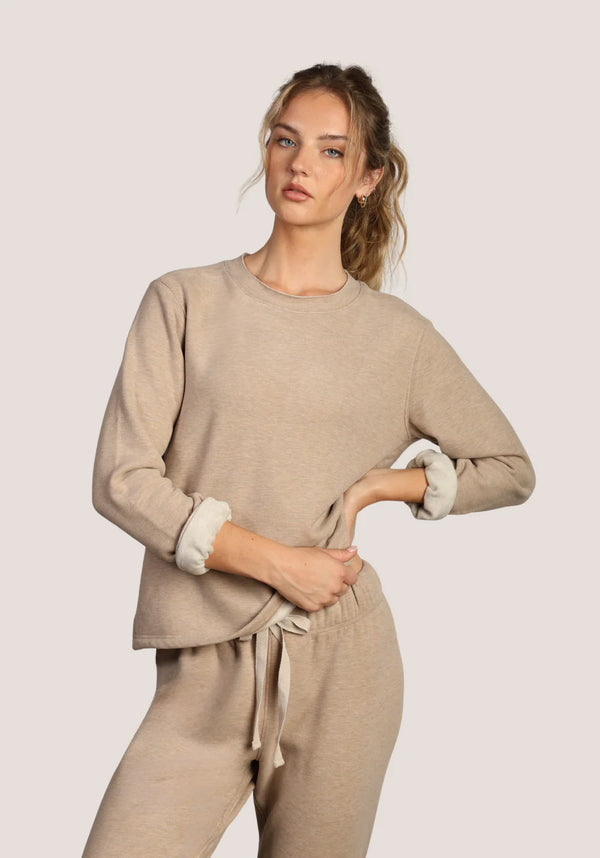 Dylan Dream Sweatshirt with Raw Edge Cuff Oatmeal