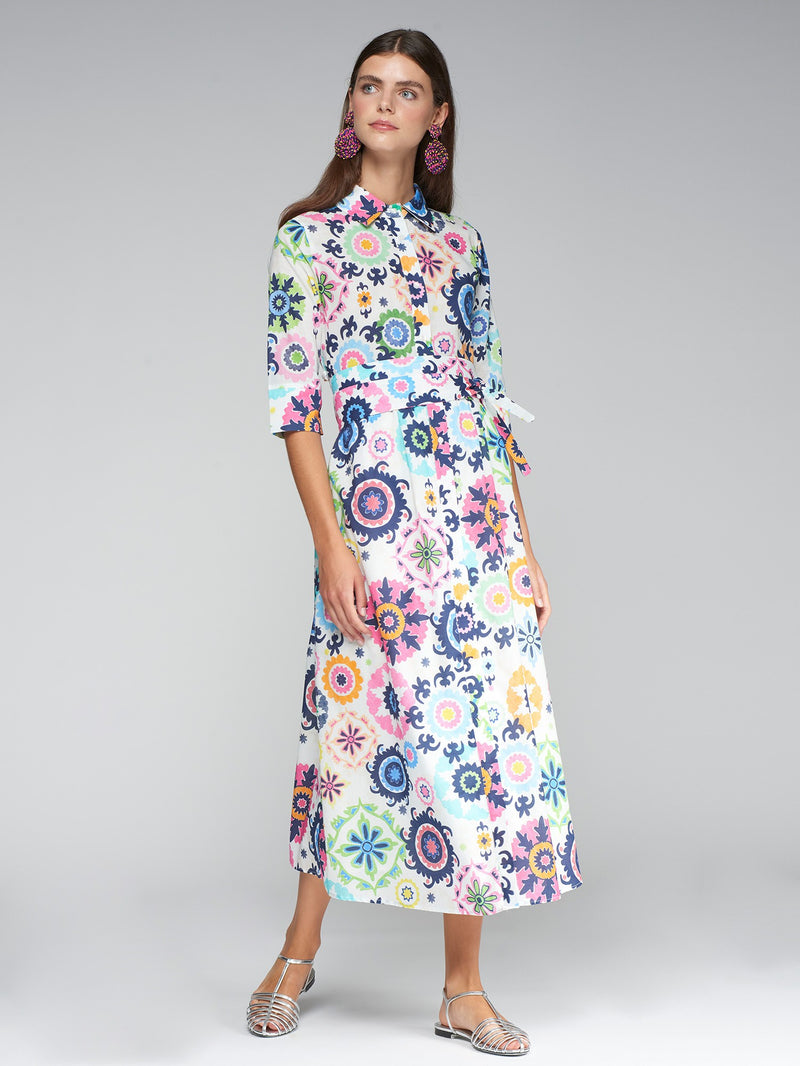 Vilagallo Brenda Suzani Volie Dress Multicolor