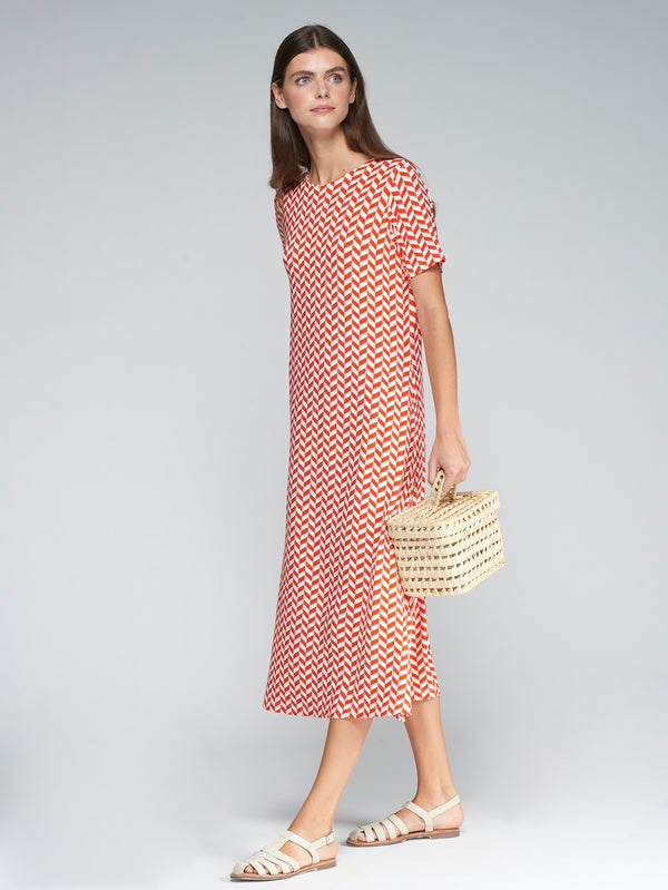 Vilagallo Clara Espiga Geometric Dress Red