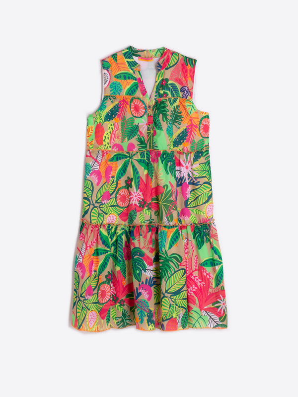 Vilagallo Isa Voile Dress Tropical Print