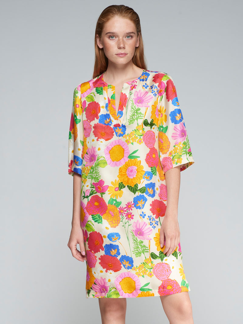 Vilagallo Lizette Floral Seda Dress Multicolor