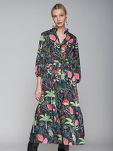 Vilagallo Black Floral Print Dress
