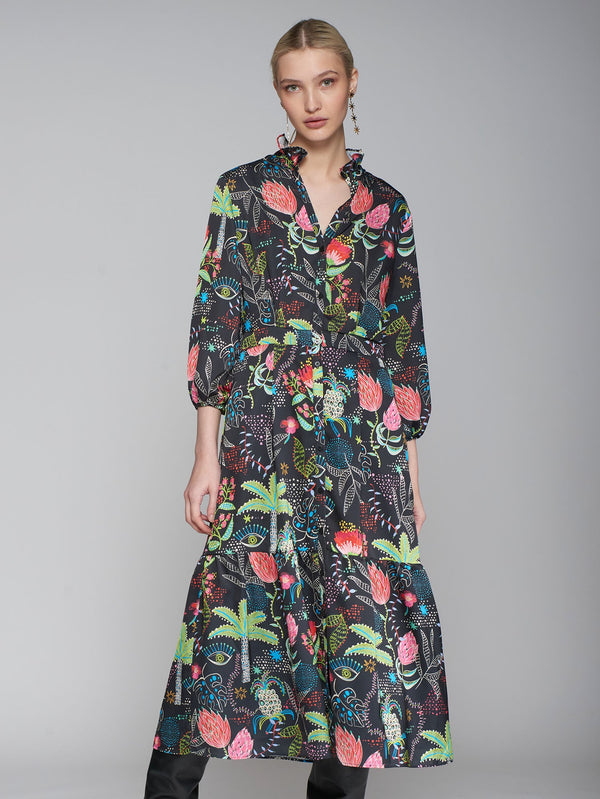 Vilagallo Black Floral Print Dress