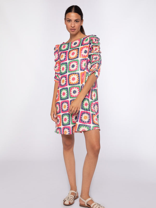 Vilagallo Manon Crochet Sequin Dress Multi