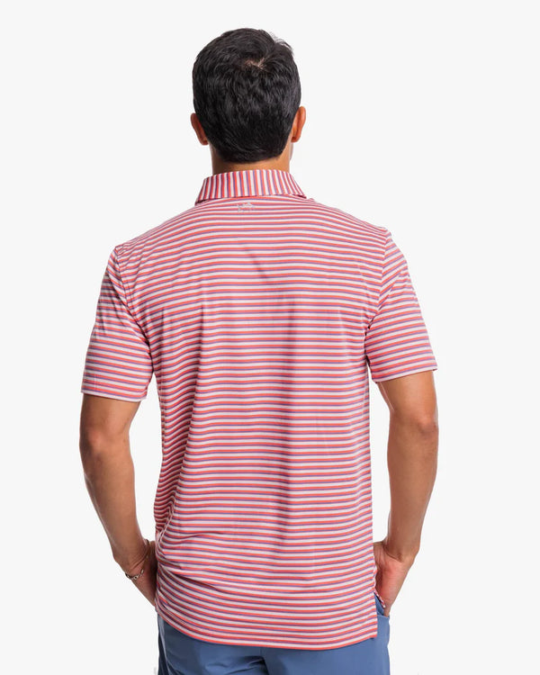 Southern Tide Driver Gulf Stripe Polo Shirt in Rosewood Red