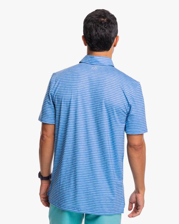 Southern Tide Driver Wymberly Stripe Performance Polo Shirt in Atlantic Blue