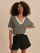 Varley Dora Knit Top Soft White/Black
