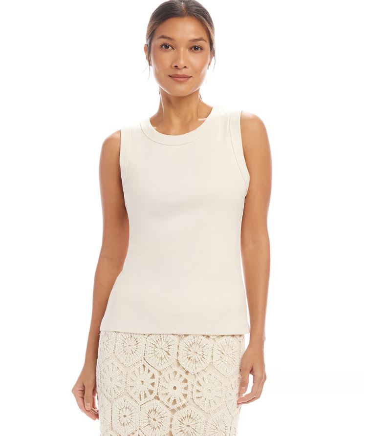 Karen Kane Ribbed Tank Ecru