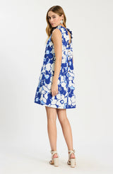 Tyler Boe Ella Cerulean Floral Ruffle Back Dress