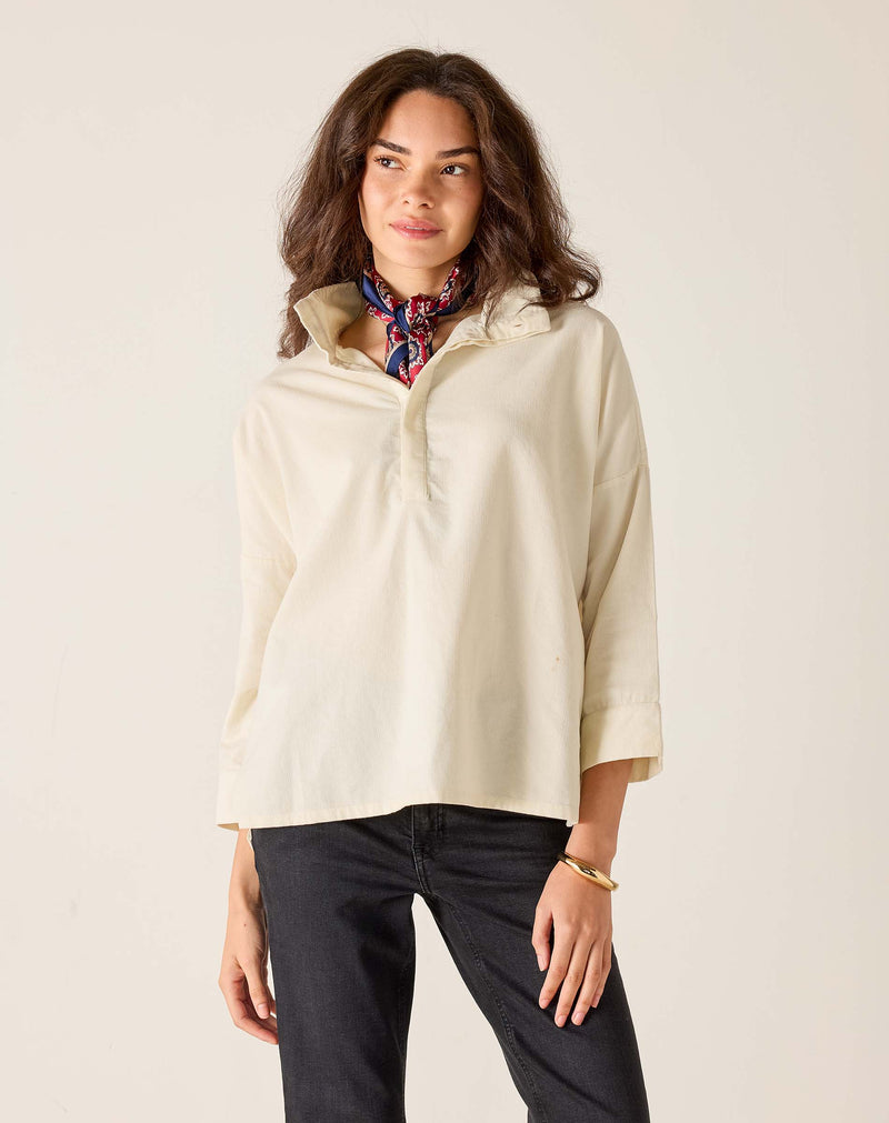 Mersea/Voyager Emerson Baby Cord Pop Up Collar Top Opal