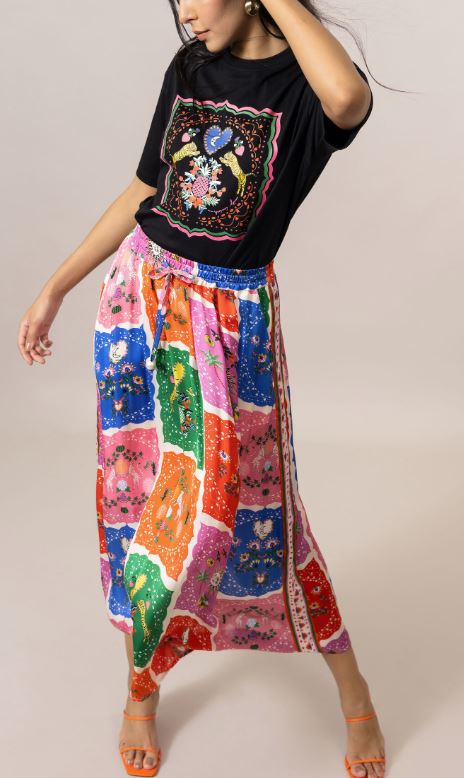 Emily Lovelock Cecil Scarf Print Skirt Multi
