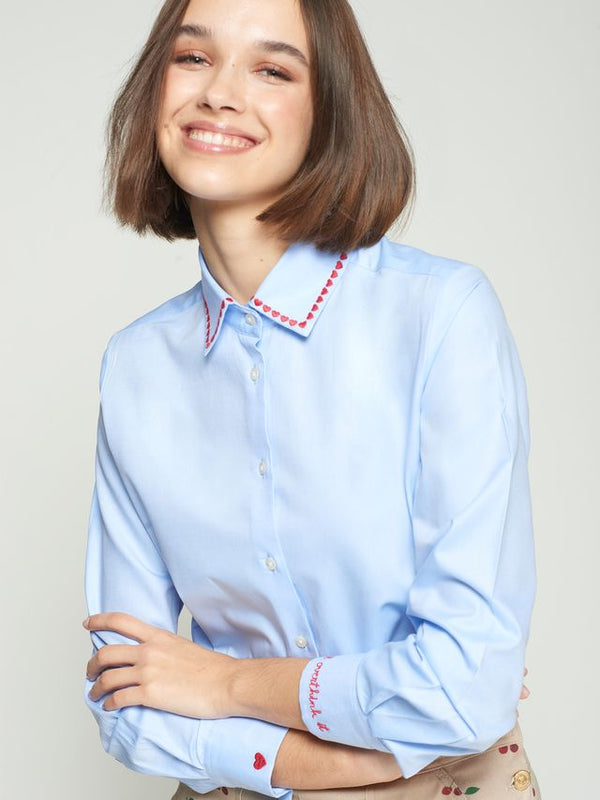 Vilagallo Button Down Blouse Azul Twill