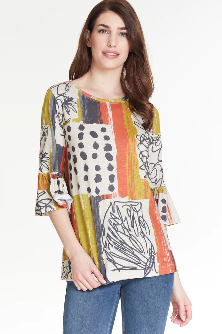 Multiples Flounce Sleeve Top Multi