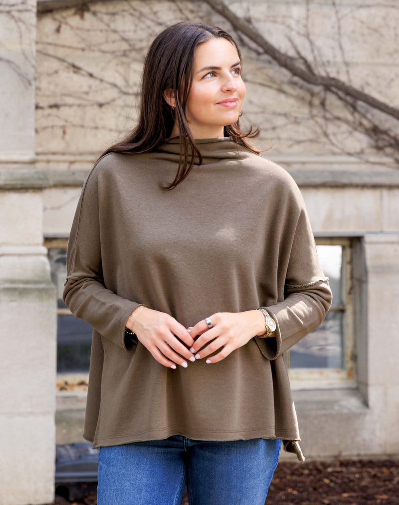 Mersea Frenchie Mock Neck Sweatshirt Mocha