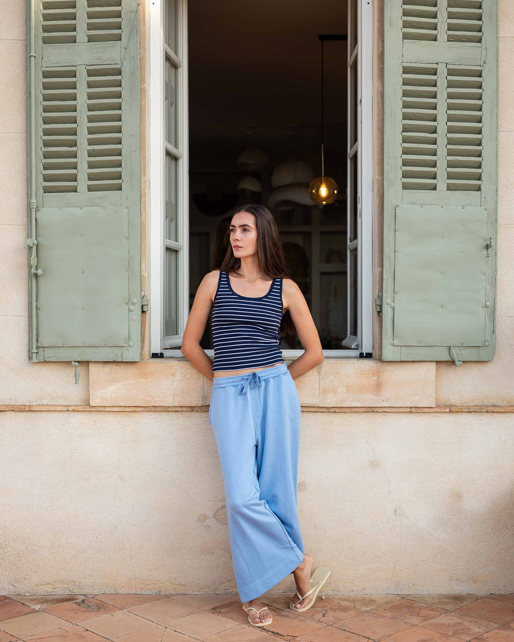 Echeveria エケベリア　classic french trousers Mersea Frenchie Wide Leg Pant Periwinkle Blue – Dan's Southern Prep